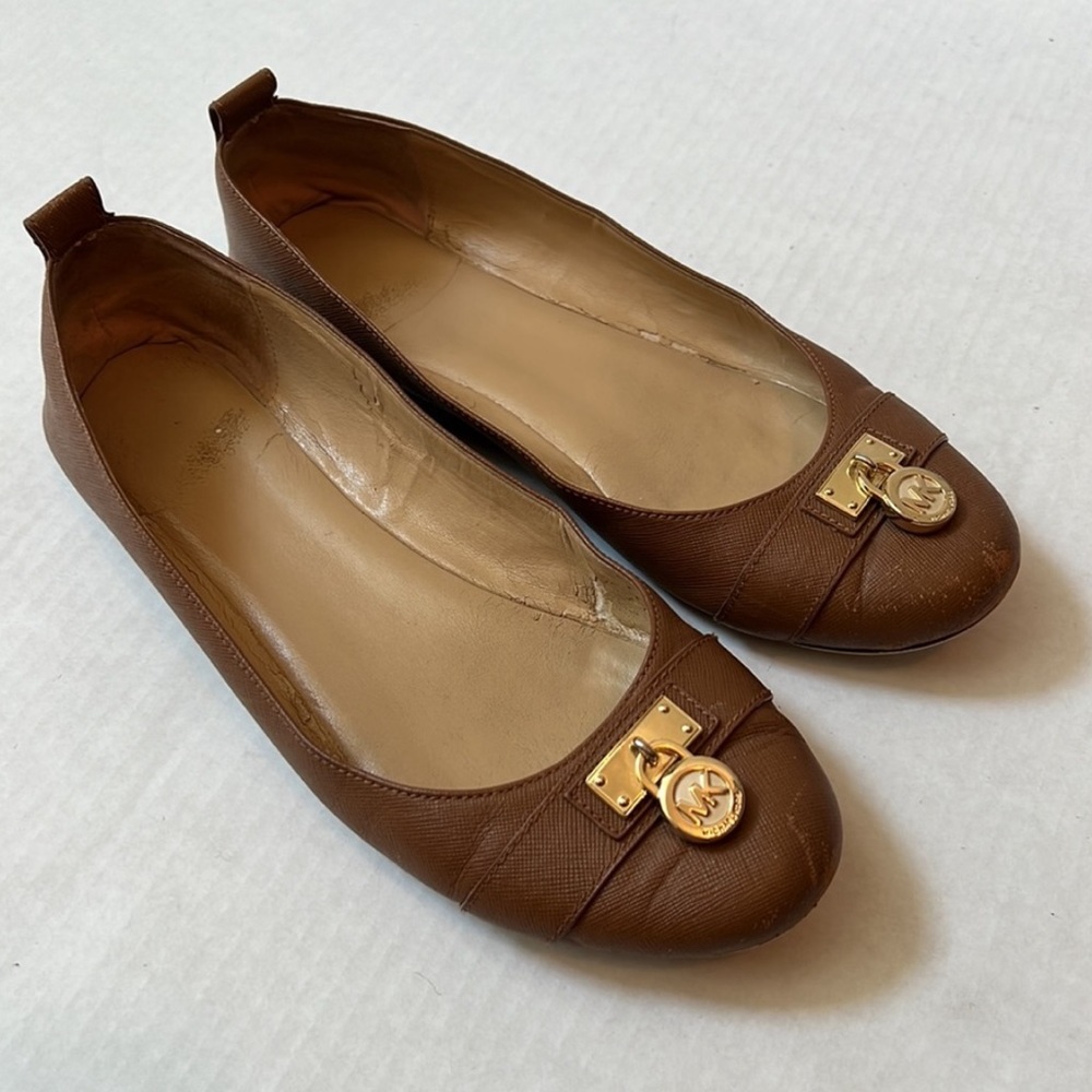 Michael kors luggage brown flats flat shoes